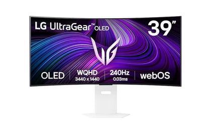 LG 39' UltraGear OLED 240Hz WQHD Curved Smart Gaming Monitor, 3440×1440, 0.03ms, 800R, DCI-P3 98.5%, HDR10, G-SYNC, FreeSync Premium, USB-C, 65W