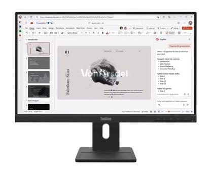 LENOVO ThinkVision E22-40 21.5-22' FHD IPS Monitor 1920x1080 100Hz 16:9 Anti-Glare Height Adjustable Tilt Swivel Pivot VGA DP HDMI VESA 3yr wty Black