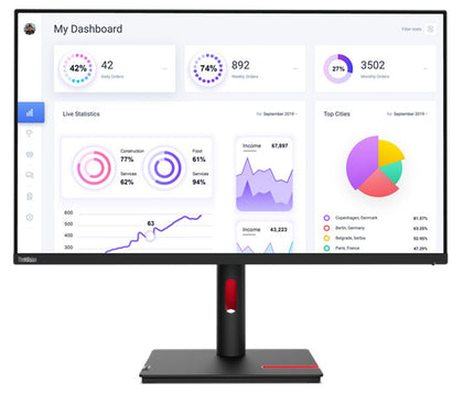 LENOVO ThinkVision T32p-30 31.5'/32' UHD Monitor IPS 4K 3840x2160 16:9 Anti-Glare Height Adjustable Tilt Swivel Pivot DP HDMI 90W USB-C 4xUSB3.1 Hub