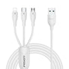Pisen 3-in-1 USB-A to Lightning + USB-C + Micro-USB Cable (1.2M) White - 6A Superfast, Samsung Galaxy,Apple iPhone,iPad,MacBook,Google,OPPO,Nokia