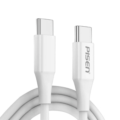 Pisen Mr White USB-C to USB-C PD 60W Cable (1M) - Support Both Fast Charge and Data Cable, SR Bend Resistant, High Efficiency, Reversible