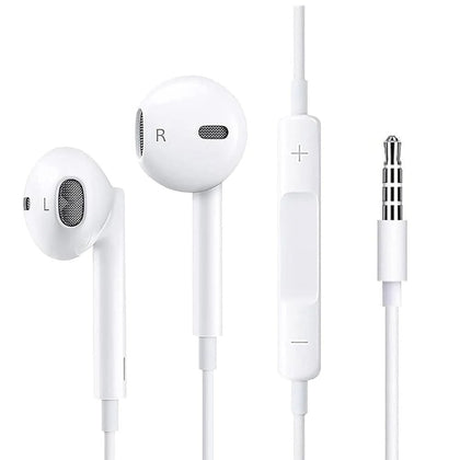 USP Pisen Half-in-Ear 3.5mm Earphones - White,Ergonomic Design,HD Call Microphone,5 Years Warranty