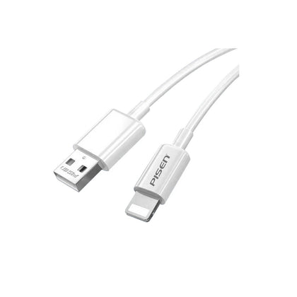 Pisen Lightning to USB-A Cable (1M) White - Fast Charge 2.4A, Stretch-Resistant, Reinforced, Durable, Apple iPhone/iPad/MacBook