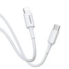 Pisen Lightning to USB-C PD Fast Charge Cable (1M) White - Support Safe Charge 3A, Stretch-Resistant, Reinforced, Durable, Apple iPhone/iPad/MacBook