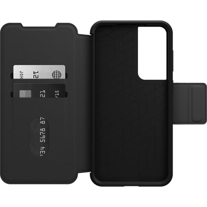 OtterBox Strada Samsung Galaxy S23+ 5G (6.6') Case Black - (77-91177), DROP+ 3X Military Standard, Leather Folio Cover, Card Holder, 7 Years Warranty
