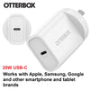 OtterBox 20W USB-C (Type I) PD Fast Wall Charger - White (78-81352), Compact, Drop Tested,Safe & Smart Charging,Best for Apple, 2 Years Warranty