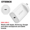 OtterBox 30W USB-C (Type I) PD Fast Wall Charger - White (78-81353), Compact, Drop Tested,Safe & Smart Charging,Best for Apple, 2 Years Warranty