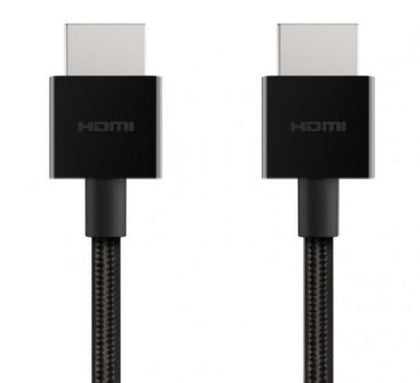 Belkin 8K Ultra High Speed HDMI 2.1 Braided Cable (2M) - Black (AV10176bt2M-BLK), 8k @ 60Hz, 4K @ 120Hz, Dolby Vision, HDR 10, 2 Years Warranty