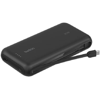 Belkin BoostCharge 20K mAh Power Bank With Integrated USB-C Cable - Black (BPB024FQBK), 30W, 2xUSB-C, 1x USB-A, CEW $2,500, Apple, 2 Years Warranty