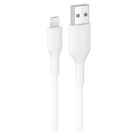 Belkin BoostCharge Lightning to USB-A Cable (1M) - White (CAA019fq1MWH), 2.4A/15W, 480Mbps, 300K+ Bends, Apple iPhone, iPad, 2 Years Warranty