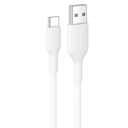 Belkin BoostCharge USB-C to USB-A Cable (1M) - White (CAB021fq1MWH),3A/15W, 480MBPS, 300K+ Bends, Apple, Samsung, USB-IF Certified,2 Years Warranty