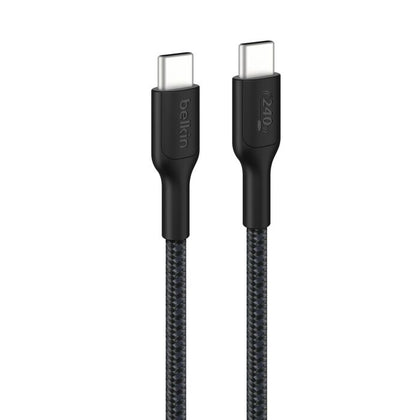 Belkin BoostCharge Pro Braided USB-C to USB-C Cable (1M) - Black (CAB025FQ1MBK), 240W, 350K+ Bends, USB-IF Certified, Apple, Samsung, 2 Years Warranty