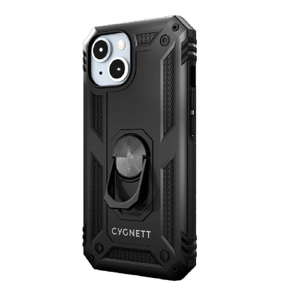 Cygnett Apple iPhone 15 (6.1') /iPhone 14/ iPhone 13 Rugged Case - Black (CY4632CPSPC), Integrated kickstand, Secure and magnetic disk mount, 6ft drop