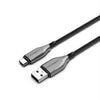 Cygnett Armoured Braided USB-C to USB-A (2.0) Cable (1M) - Black (CY4681PCUSA), 3A/60W, 480Mbps, Turbo Charge, Best for Laptop, 5 Years Warranty