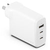 LS Cygnett PowerPlus 87W Triple Port Fast GaN Wall Charger - White(CY4770PDWCH),2xUSB-C PPS (87W),1xUSB-A(20W),Charge 3x Devices,Compact,2 Years Warra