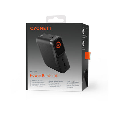 Cygnett Encore 10k mAh Power Bank - Graphite(CY5630PBCHE), 45W, 2x USB-C PD, 1x USB-A Ports, LED Display,Fast Charge,3x Device Charge,2 Years Warranty