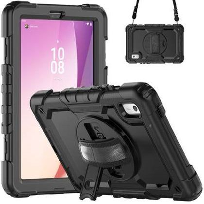 Generic Rugged Lenovo Tab M9 (9') Case + Screen Protector Black - Built-in-Kickstand, Adjustable Hand Strap, Shoulder Strap