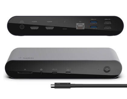 Belkin Connect Pro Thunderbolt 4 Dock - Space Grey (INC006auSGY),4xUSB-A 1xSD 1xAudio 1xThunderbolt 1xGB Ethernet Dual Display 90W PD Docking Station