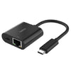 Belkin USB-C to Ethernet + Charge Adapter - Black(INC019BTBK), USB-C Power Delivery up to 100W, Ethernet connection supporting 10/100/1000 Mbps