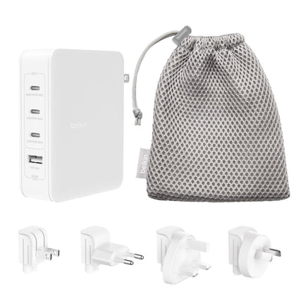 Belkin BoostCharge Pro 140W 4-Port GaN Wall Charger - White(WCH014BTWH-V3), 4 x USB-C, 2xUSB-C & 2xUSB-A,2M Cable,Intelligent And Fast Charger