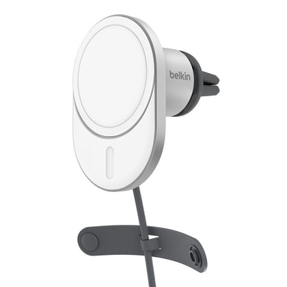 Belkin BoostCharge Pro Magnetic Qi2 Wireless Car Charger + 20W Car PSU +USB-C Cable (1.2M) - White (WIC008btGR-V2), 15W, Apple iPhone,2 Years Warranty