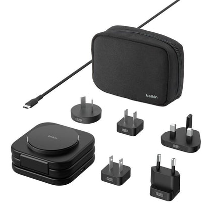 Belkin BoostCharge Pro Convertible 3-in-1 Magnetic Wireless Charging Travel Pad with Qi2 + 36W PSU + USB-C Cable- Black (WIZ024fqBK), 2 Years Warranty