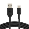 Belkin BoostCharge Braided USB-C to USB-A Cable (1m/3.3ft) - Black (CAB002bt1MBK),480Mbps,10K+ bend,Samsung Galaxy,iPad,MacBook,Google,OPPO,Nokia,2YR