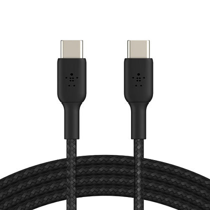 Belkin BoostCharge Braided USB-C to USB-C Cable (1M) - Black (CAB004bt1MBK), 60W, 480Mbps, 30K+ Bends,Samsung Galaxy,USB-IF Certified,2 Years Warranty