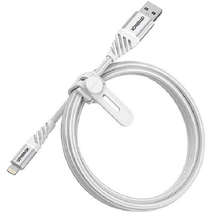 OtterBox Lightning to USB-A Premium Cable (2M) - White (78-52641), 3 AMPS (60W), MFi,10K Bend/Flex,480Mbps Transfer,Braided, 2 Years Warranty
