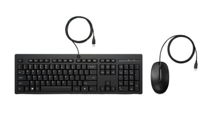 HP 225 USB Wired Desktop Keyboard Mouse Combo G2 USB-A Three button mouse adjustable keyboard feet Easy Clean Plug&Play for Notebook Desktop PC