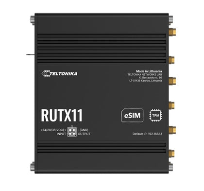 Teltonika RUTX11 Industrial Cellular eSIM Router, 4G LTE CAT 6, Dual SIM with auto failover, Backup WAN, Dual Band WiFi, Bluetooth LE, PSU included