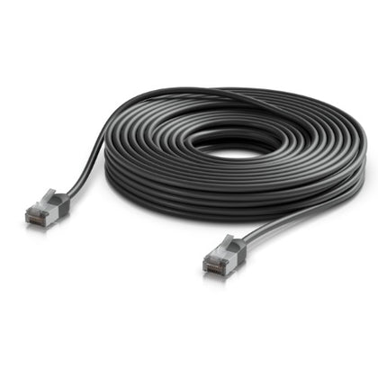Ubiquiti UniFi Premium Patch Cable Outdoor, 15M,Black,Ultra-Thin, Rugged, Shielded Patch, Optimized, Perform Harshest Environments ,10 GbE networking.