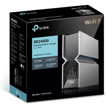 TP-Link Archer BE900 BE24000 Quad-Band Wi-Fi 7 Router (WIFI7) 1376 Mbps at 2.4 GHz + 5760 Mbps at 5 GHz_1+ 5760 Mbps at 5 GHz_2 + 11520 Mbps at 6 GHz