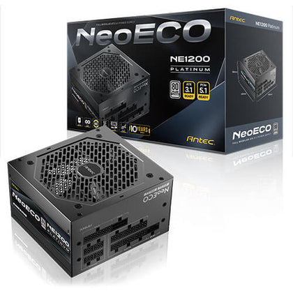 Antec NE1200P AU, 1200W, 80 PLUS Platinum, ATX 3.1, PCIe 5.1 (12V-2x6), Full Modular, Active PFC, 120mm FDB Fan, 10Y Warranty