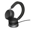 Jabra Evolve2 75 USB-C Link380a UC Stereo Stand Black, 8-Mic Technology, 36 Hours Battery & Fast Charge, Dual-Foam Tech, Discreet Hide-Away Boom Arm