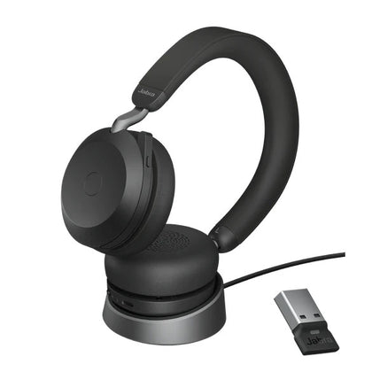 Jabra Evolve2 75 UC Bluetooth Headset, Includes Charging Stand & Link380a Dongle, 8-Mic Technology, 36 Hours Battery & Fast Charge, Dual-Foam Tech