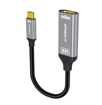 mbeat Tough Link 8K USB-C to DP Adapter - Space Grey USB-C (male) to DisplayPort (female) Up to 32.4Gbps (DisplayPort 1.4)