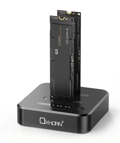 Oxhorn Dual Bay M.2 SSD Docking Station USB 3.2 Gen 2x2 M.2 NVMe SSD 16TB 10Gbp Supports Macs Windows Android Linux 2230/2242/2260/2280/22110