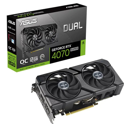 ASUS nVidia GeForce DUAL-RTX4070S-O12G-EVO RTX4070 SUPER EVO OC Edition 12GB GDDR6X 2520 MHz Boost Clock, RAM 21Gbps, 3xDP, 1xHDMI