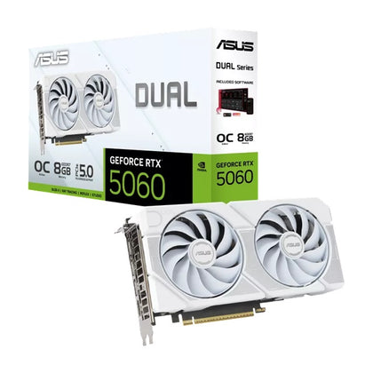 ASUS Dual GeForce RTX™ 5060 8GB- White OC Edition, GDDR7, NVIDIA®, 3840 CUDA Cores, 28Gbps, PCIe 5.0, HDMI 2.1b, DP 2.1b