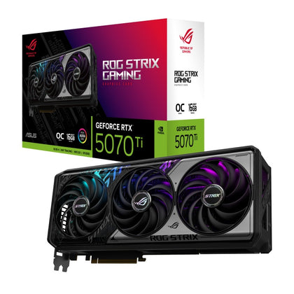 ASUS nVidia GeForce ROG STRIX RTX5070TI OC 16G GAMING, GDDR7, 8960 CUDA, 850W PSU, PCIe 5.0, 28Gbps, 256-bit, 2625MHz, 3x DP 2.1b.
