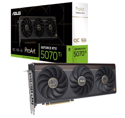 ASUS nVidia GeForce PROART-RTX5070TI-O16G RTX 5070 Ti OC Edition 16GB GDDR7 2588MHz Boost Clock 28 Gbps 256-bit Digital Max Resolution 7680 x 4320