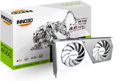 INNO3D nVidia GeForce RTX 4060 TWIN OC X2 White 8G GDDR6, 2490MHz Boost Clock, RAM 17Gbps, 3xDP+HDMI, 250x118x42mm (4060)