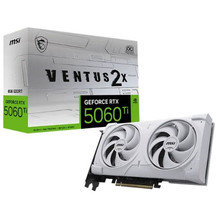MSI nVidia GeForce RTX™ 5060 Ti 8G VENTUS 2X OC WHITE PLUS, PCI Express® Gen 5 x16, Boost: 2602 MHz, CUDA 4608 Units, 8GB GDDR7, HDMI™ x 1