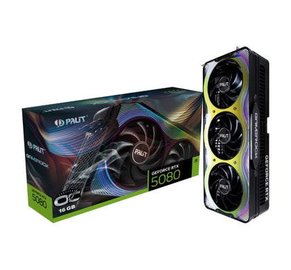 PALIT RTX5080 GAMEROCK 16GB GDDR7 256bit 3-DP HDMI ARGB PCI-E 5.0 4K 3.5 slot Recommended System Power 850 W