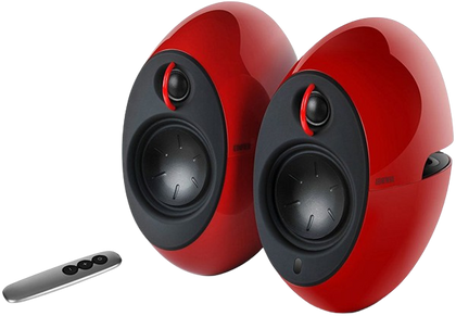 Edifier E25HD LUNA HD Bluetooth Speakers Red - BT 4.0/3.5mm AUX/Optical DSP/ 74W Speakers/ Curved design/Dual 2x3 Passive Bass/Wireless Remote (LS)