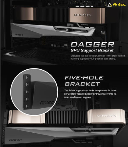 Antec IGPU, VGA Bracket Holder. Solid Construction & durability - Black Aluminum Alloy Metal. Magnetic Non-Slip Base, Tool Free. Stable Rubber Pad top