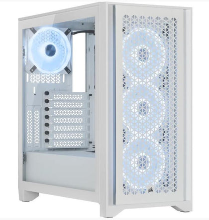 Corsair iCUE 4000D ATX RGB AIR FLOW QL Edition, Preinstalled 4x QL ARGB Fans, USB Type-C, All White finish, Mid-Tower Gaming and Office Case. (LS)