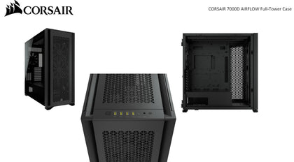 Corsair Obsidian 7000D AF Tempered Glass Mini-ITX, M-ATX, ATX, E-ATX Tower Case, USB 3.1 Type C, 10x 2.5', 6x 3.5' HDD. Black Corsair