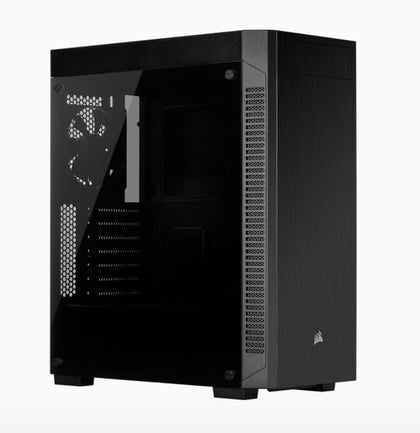 Corsair 110R Tempered Glass ATX, USB 3.1 Type-A, 5x 120mm or 3x 140mm Cooling, 5.25' x 1, 2.5' x 2. Combo 3.5'/2.5' Tray.Mid Tower  Gaming Case (LS) Corsair